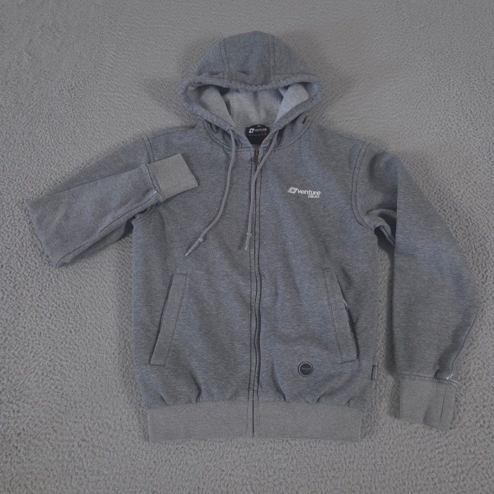 Venture Heat Jacket Women XS Gray Heated Full Zip Fleece Lined Hoodie Activewear